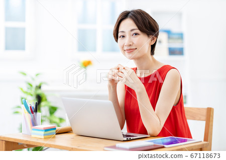 Telework female business Telework female business 67118673