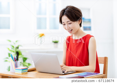 Telework female business Telework female business 67118674