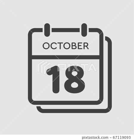 Calendar icon day 18 October, template icon date Calendar icon day 18 October, template icon date 67119093