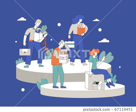 Jobless people. Dismissed people vector color flat 67119451