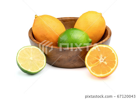 Fresh different citrus fruits isolated on white. 67120043