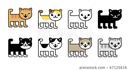 Cute cartoon cat icon - Stock Image - Everypixel