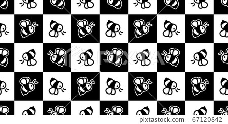 honey bee seamless pattern vector checked honeycomb insect scarf isolated cartoon repeat background tile wallpaper illustration doodle textile design 67120842