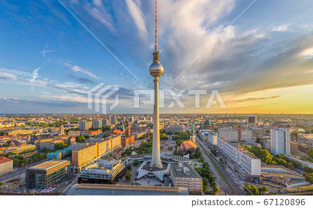 Berlin skyline with TV tower at sunset, Germany Berlin skyline with TV tower at sunset, Germany 67120896