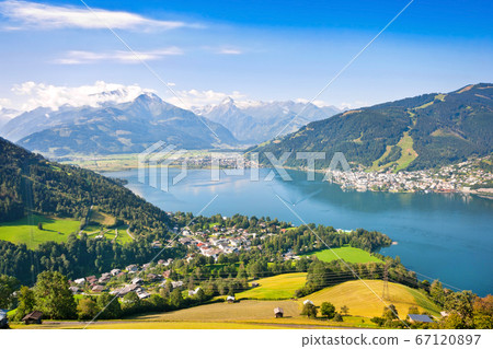 Beautiful landscape with Alps and mountain lake in Zell am See, Austria Beautiful landscape with Alps and mountain lake in Zell am See, Austria 67120897