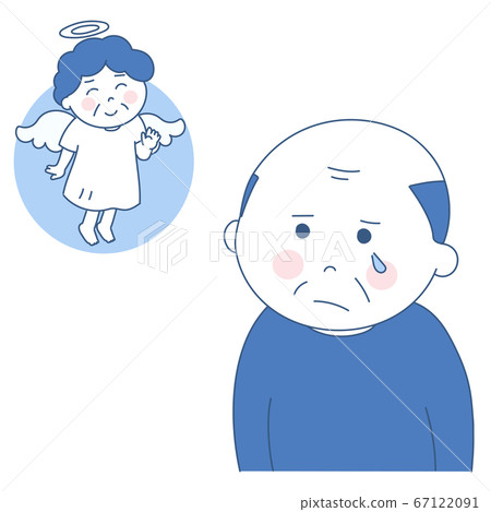 Elderly man angel illustration to remember the deceased Elderly man angel illustration to remember the deceased 67122091