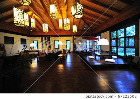 Restaurant, building interior, lighting equipment, lighting, tables and chairs 67122508