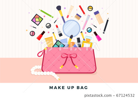 Make up bag vector flat illustration. 67124532
