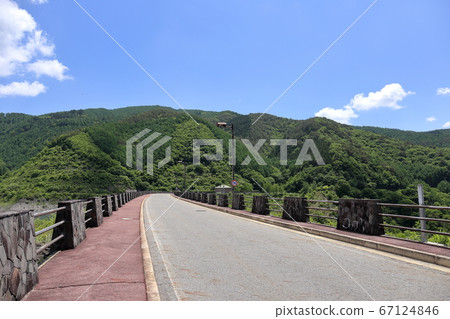 Misogawa Dam in early summer Road at the top of the mountain Kiso Village, Kiso District, Nagano Prefecture 67124846