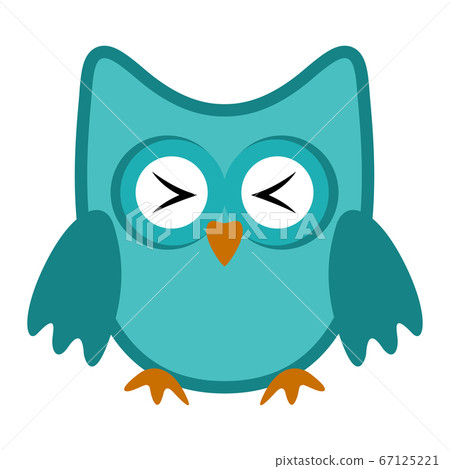 Owl funny stylized icon symbol blue colors Owl funny stylized icon symbol blue colors 67125221