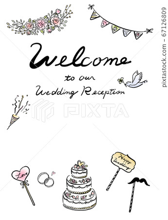 Wedding welcome board line drawing Wedding welcome board line drawing 67126809