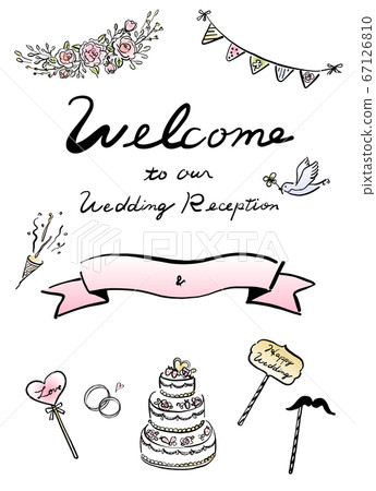 Wedding welcome board line drawing 67126810