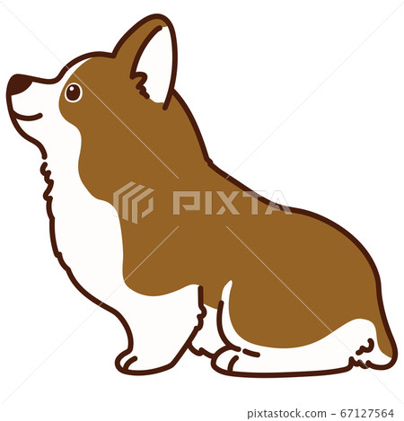 There is a main line with a cute corgi illustration of sitting 67127564