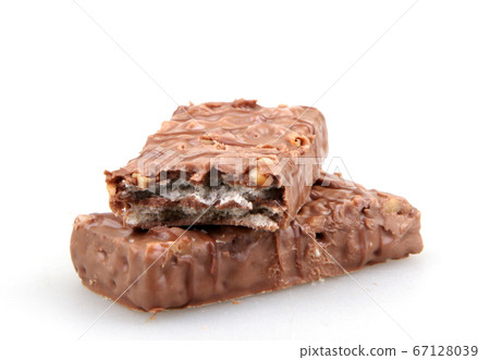 Chocolate wafers isolated on white background Chocolate wafers isolated on white background 67128039