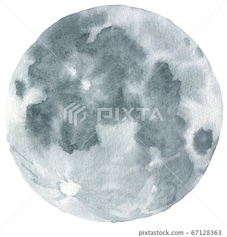 Watercolor_silver full moon 67128363