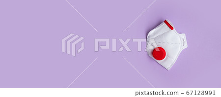 Top view of protective medical mask with valve on 67128991