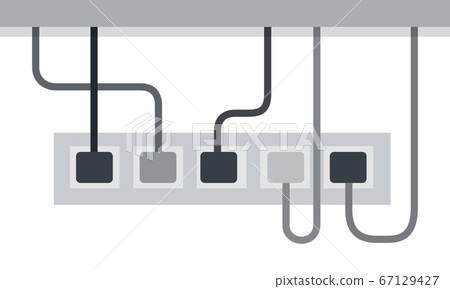 Power strip from five outlets, power cords included Musician vector icon flat isolated illustration. 67129427