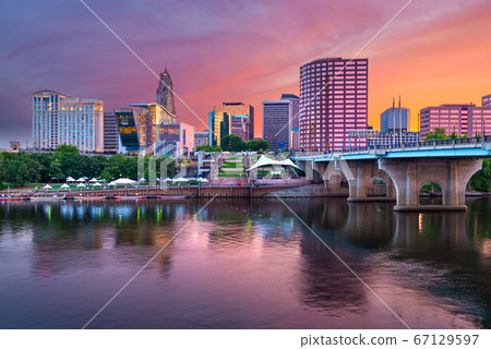 Hartford, Connecticut, USA Downtown and River at Dusk Hartford, Connecticut, USA Downtown and River at Dusk 67129597