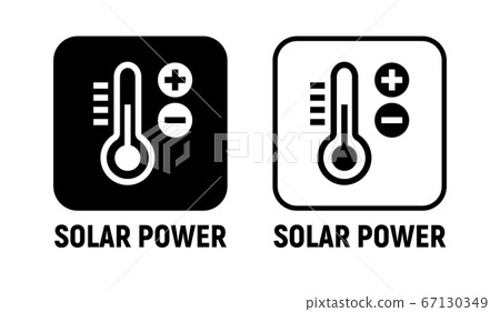 Solar energy power icon. Solar battery green power clean charge sun heat vector icon 67130349