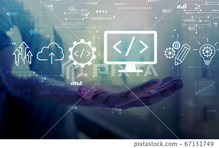 Web development concept with young man 67131749