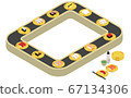 Isometric illustration of conveyor belt sushi 67134306