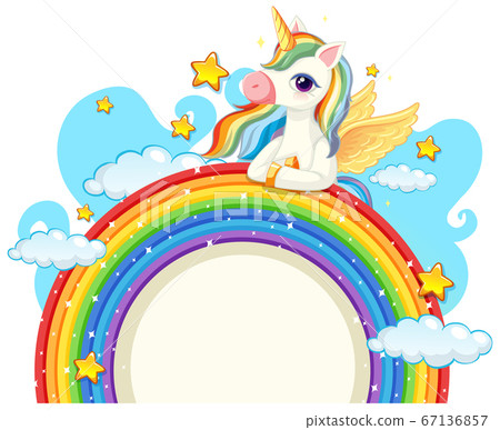 Cute unicorn with blank banner Cute unicorn with blank banner 67136857