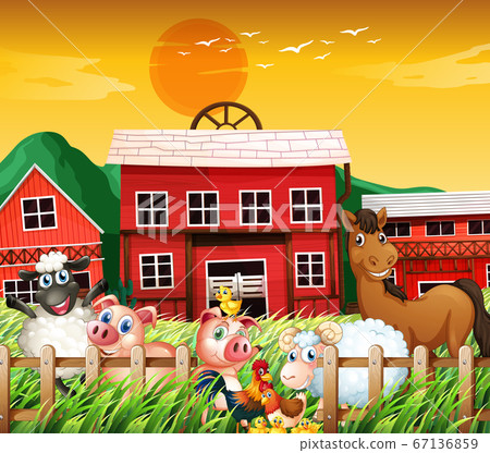 Country farm with animal scene Country farm with animal scene 67136859