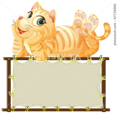 Board template with cute cat on white background 67136860