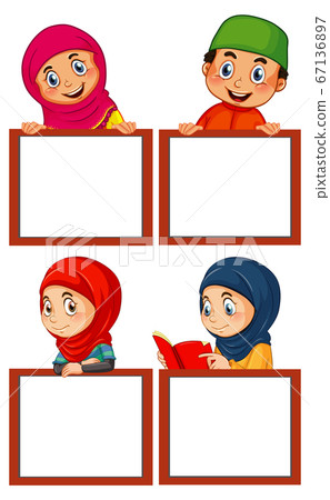 Arab muslim kids in traditional clothing with 67136897