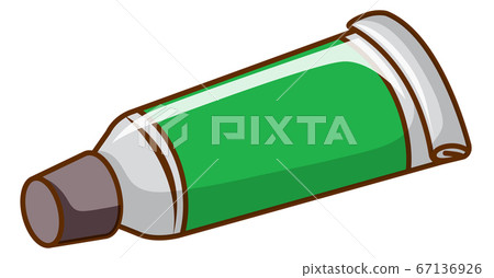 Green watercolor in tube on white background 67136926