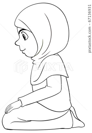 Arab muslim girl in traditional clothing praying 67136931