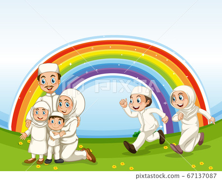 Arab muslim family in traditional clothing and 67137087