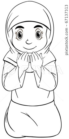 Arab muslim girl in traditional clothing praying Arab muslim girl in traditional clothing praying 67137313