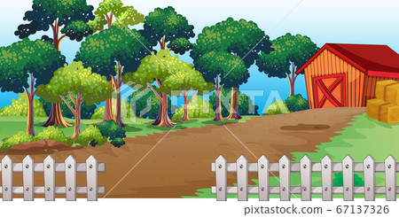 Long road to the house in nature scene Long road to the house in nature scene 67137326