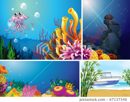 Four different scene of tropical beach and Four different scene of tropical beach and 67137348