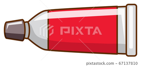 Red watercolor in tube on white background Red watercolor in tube on white background 67137810
