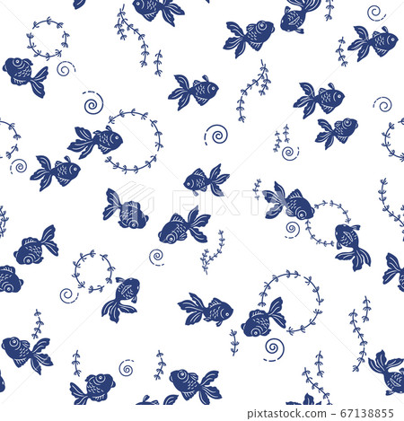 Japanese style A series of cute goldfish, 67138855
