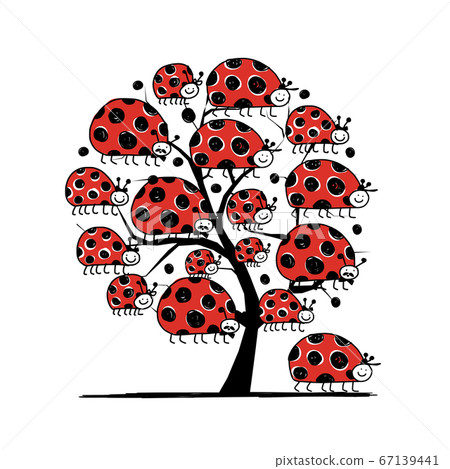 Ladybird family, art tree for your design Ladybird family, art tree for your design 67139441