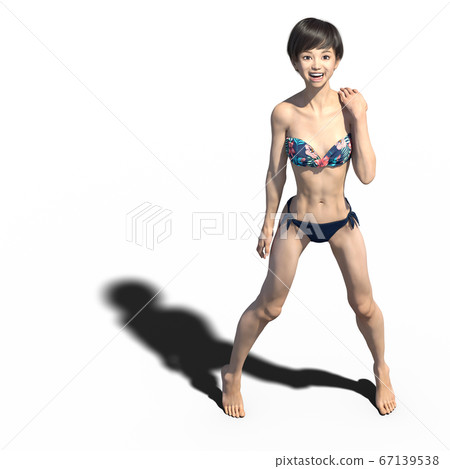 Model posing woman female perming 3DCG - Stock Illustration