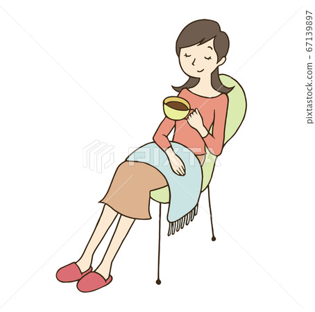 Woman sitting and relaxing vector version 67139897