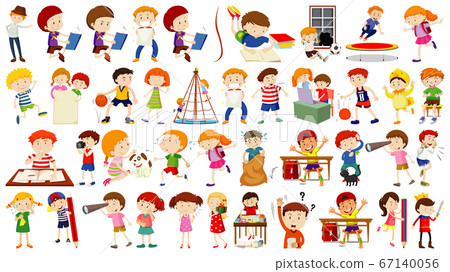 Set of cute kids cartoon character 67140056