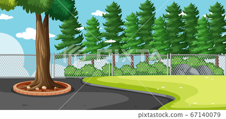 Blank landscape in nature park scene with many 67140079
