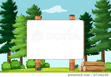 Empty banner board in nature park scenery Empty banner board in nature park scenery 67140289
