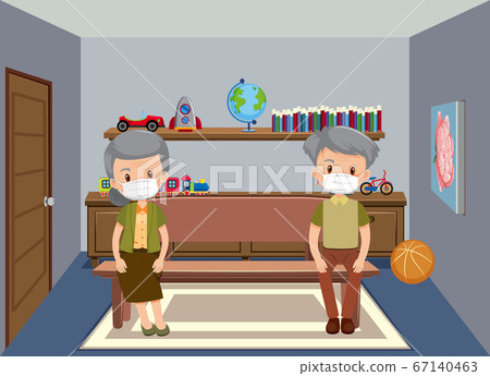 Background scene with old couple in the room 67140463