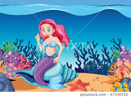 Cute mermaid cartoon character cartoon style on Cute mermaid cartoon character cartoon style on 67140550