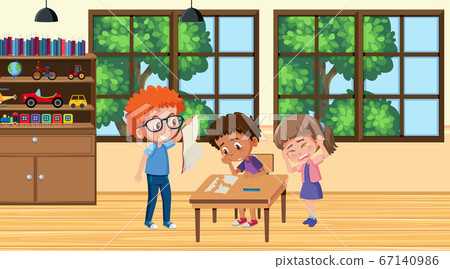 Background scene kids bullying friend at school 67140986