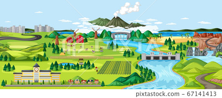 Agriculture rural landscape scene 67141413