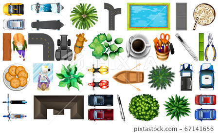 Set of aerial element park decorations isolated 67141656