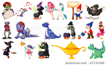 Set of fantasy cartoon characters and fantasy 67141946