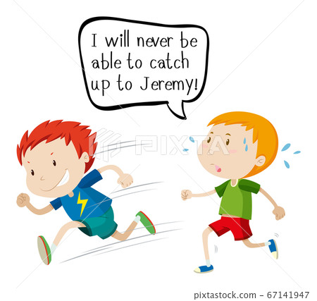 English phrase with people in actions on white 67141947